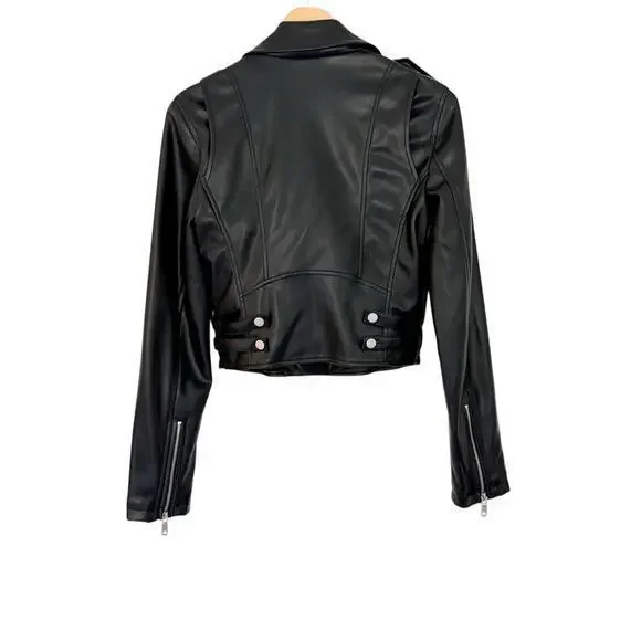 Anthropologie Avec Les Filles Faux Leather Jacket Black Size XS - Picture 10 of 13